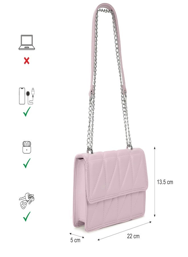 Fastrack Casual Sling Bag with Magnet Button Closure for Girls, Small Size with Internal Organiser, Handheld Design and Metal Chain Sling - Image 4